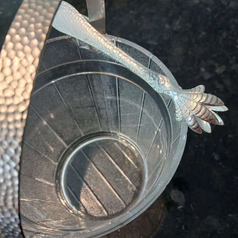 Glass Ice Bucket with Tongs